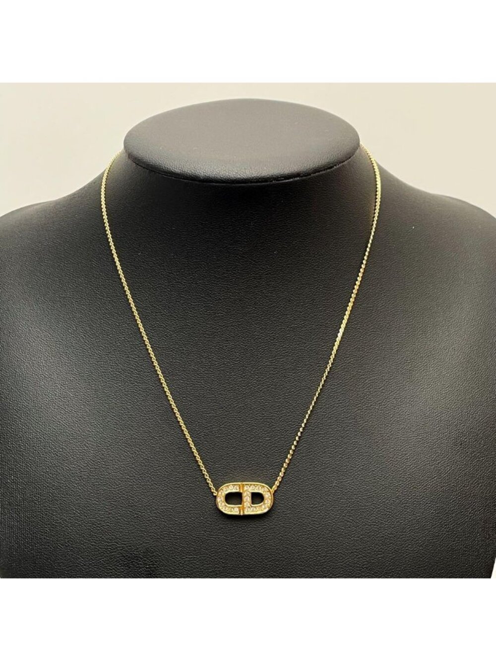 Dior CD Logo Necklace Line Stone Gold CD - Picture 6 of 10